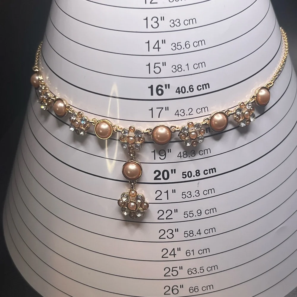 Monet Gold Tone Floral Crystal Bracelet with Pink Pearls - Picture 6 of 7